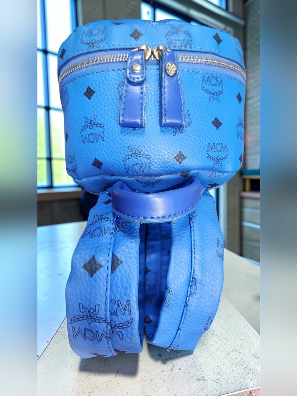 MCM Stark Studded Backpack In Vibrant Blue Visetos Coated Canvas - Picture 11 of 16